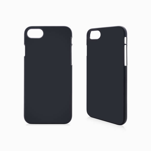 Black phone case on isolated background with clipping path.