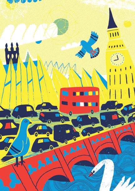 city of london in united kingdom - londra i̇ngiltere illüstrasyonlar stock illustrations