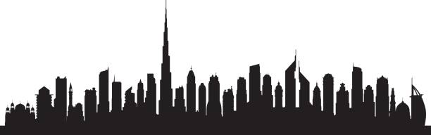 Dubai (All Buildings are Complete and Moveable) Skyline of Dubai. All buildings are complete and moveable. dubai skyline stock illustrations