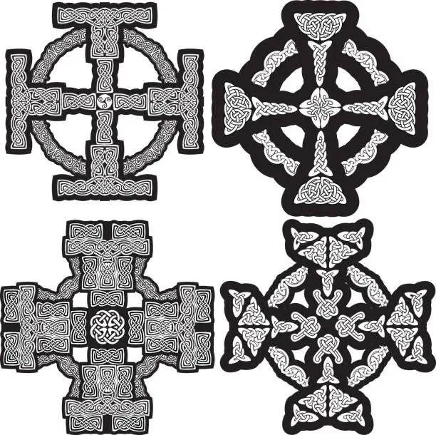 Vector illustration of Celtic crosses
