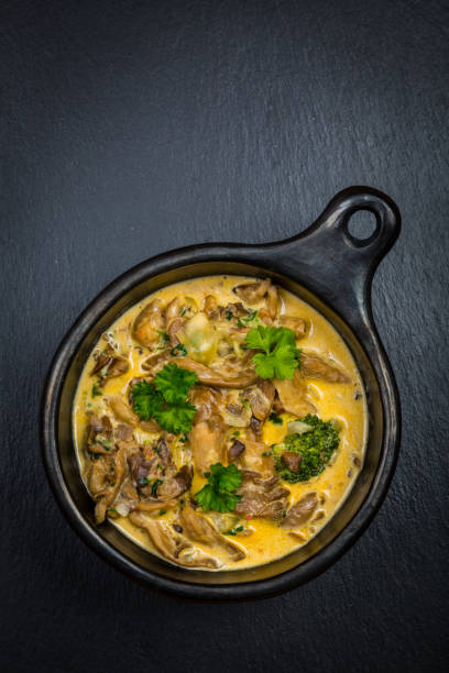 istock Oyster mushroom soup with vegetables 673425928