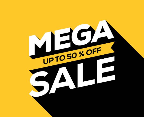 ilustrações de stock, clip art, desenhos animados e ícones de mega sale banner - great discounts