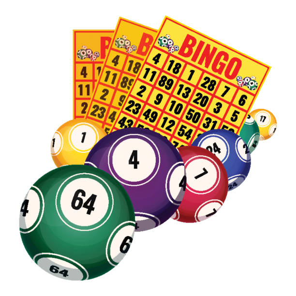 Bingo lottery tickets and balls icons realistic vector illustration isolated Bingo lottery tickets and balls icons realistic vector illustration isolated on white background. Elements for playing gambling games bingo equipment stock illustrations