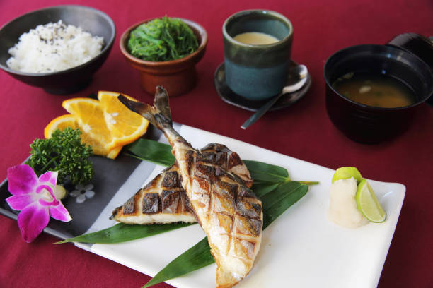 istock Grill Mackarel fish japanese food 673449624