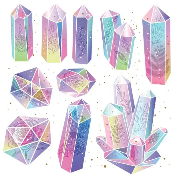 Vector illustration of Gems, crystals isolated vector