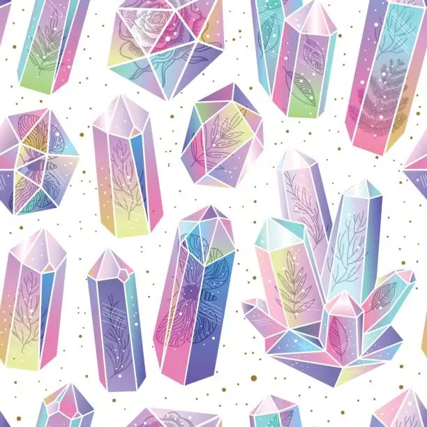 Vector illustration of Gems, crystals seamless pattern vector