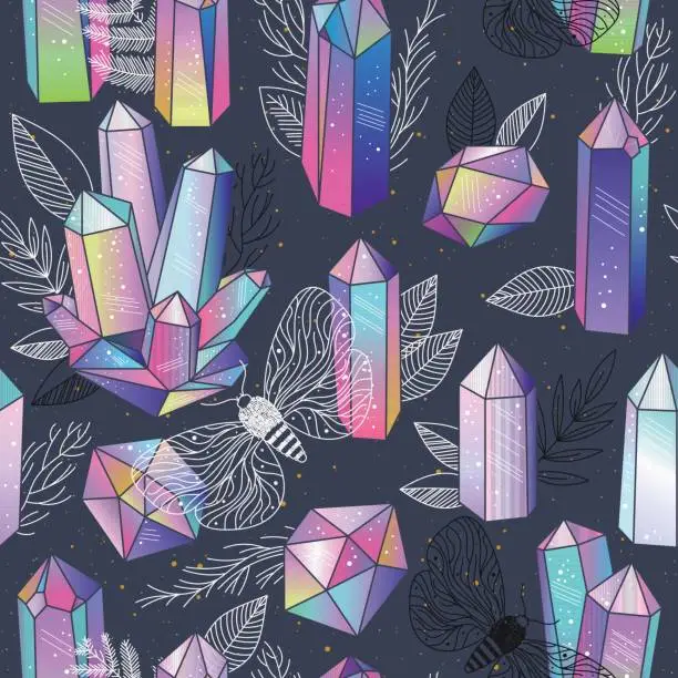 Vector illustration of Gems, crystals seamless pattern vector