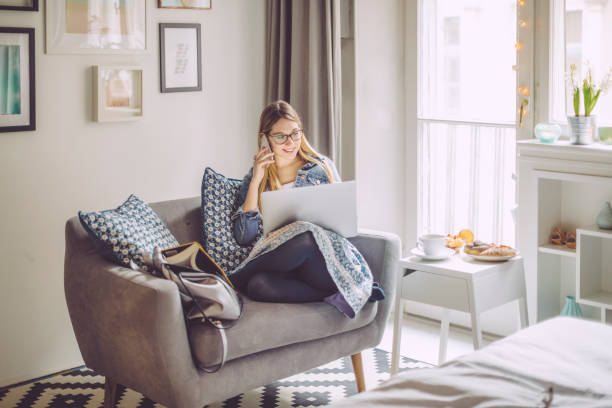 istock Young woman at home 673464232