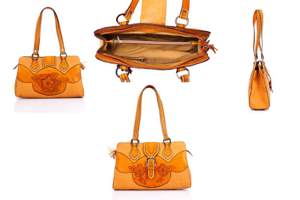 istock Leather female bag on a white background 673464690