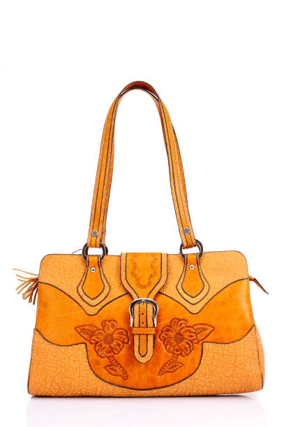 istock Leather female bag on a white background 673464856