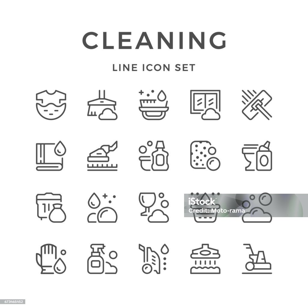 Set line icons of cleaning Set line icons of cleaning isolated on white. Vector illustration Icon Symbol stock vector