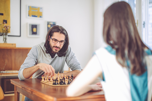 Colleagues playing chess