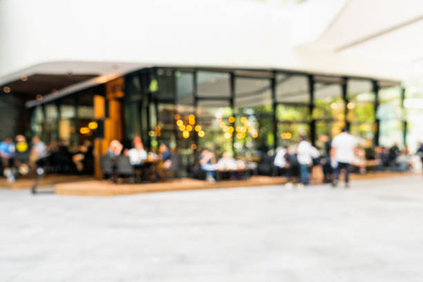 Coffee shop and bar on blurred scene.
