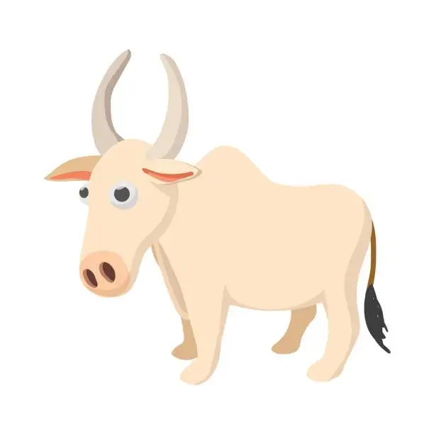 Vector illustration of Indian cow icon, cartoon style