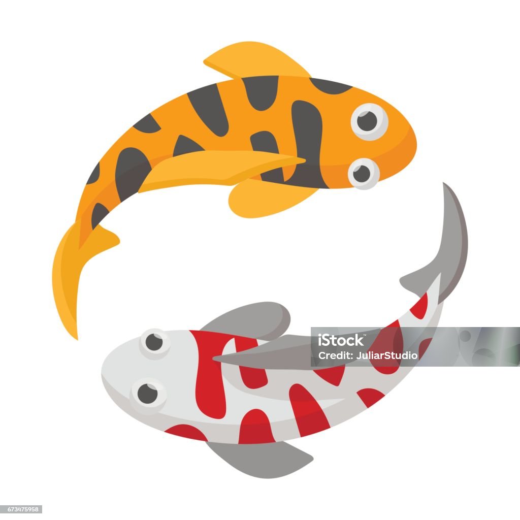 Biểu Tượng Hai Con Cá Koi Phong Cách Hoạt Hình Hình minh họa Sẵn ...