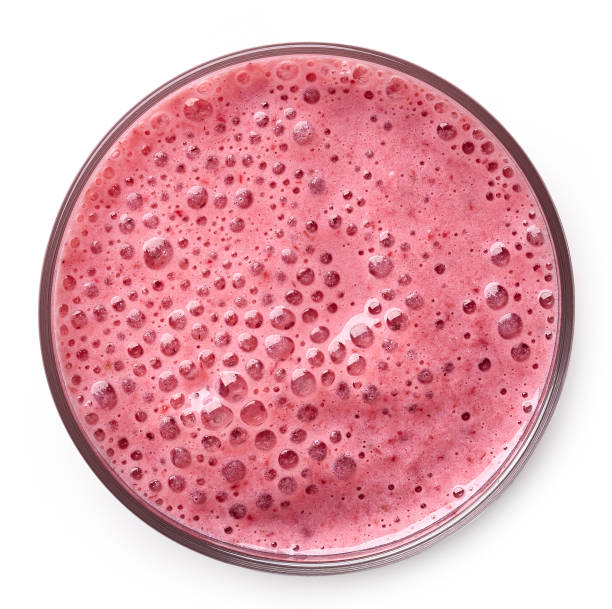 istock Glass of strawberry milkshake 673492314