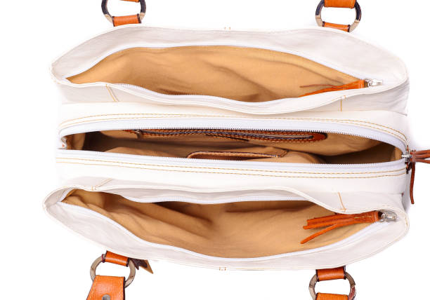 istock Leather female bag on a white background 673513998