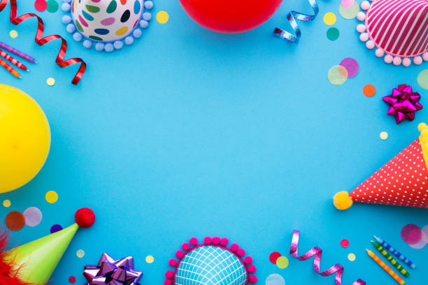 партийный фон - balloon birthday confetti streamer стоковые фото и изображения