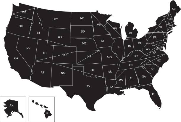 Black Map Of Usa Stock Illustration Download Image Now American Black Map Of Usa 