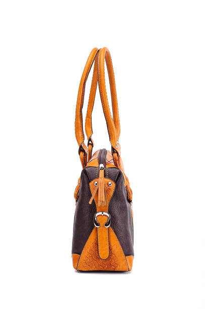 istock Leather female bag on a white background 673525380