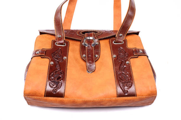 istock Leather female bag on a white background 673525490