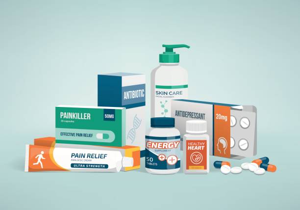 лекарства и медикаменты - drug label stock illustrations