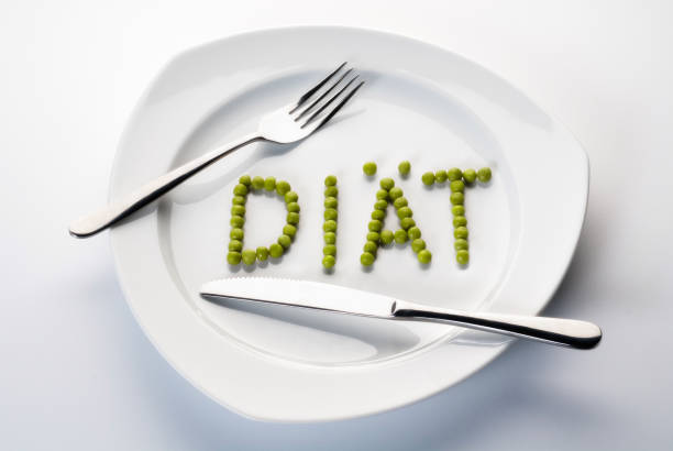 istock Peas form on a plate the word diet 673532544