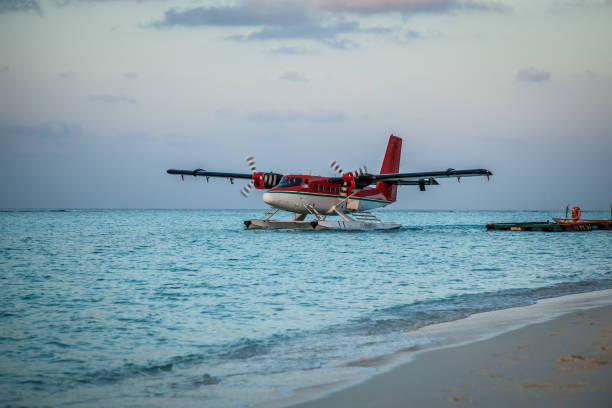 istock Seaplane in the ocean lagoon 673532742
