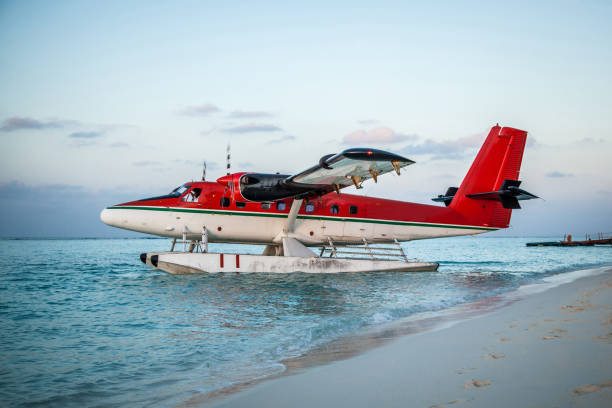 istock Seaplane in the ocean lagoon 673534814