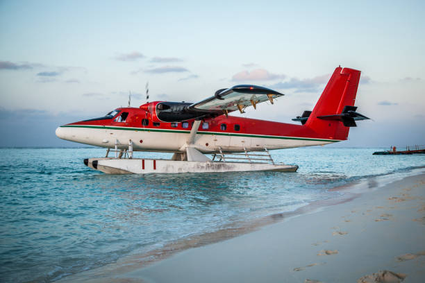 istock Seaplane in the ocean lagoon 673534824
