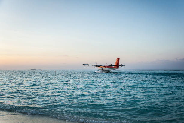 istock Seaplane in the ocean lagoon 673534830