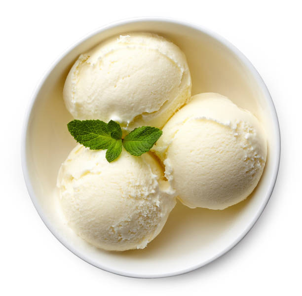 schüssel vanilleeis - ice cream vanilla ice cream bowl white stock-fotos und bilder