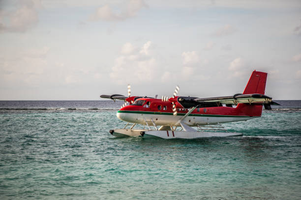 istock Seaplane in the ocean lagoon 673537136