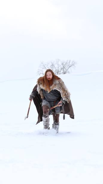 istock Medieval Winter Snow Viking Warrior, Animal Pelt, Cape 673537146