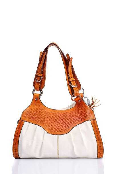 istock Leather female bag on a white background 673537184