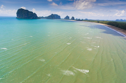Aerial Panoramic sea view and coastline in south thailand