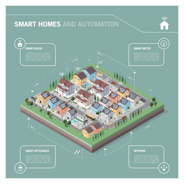 주거 지역 아이소메트릭 infographic - quarter view stock illustrations