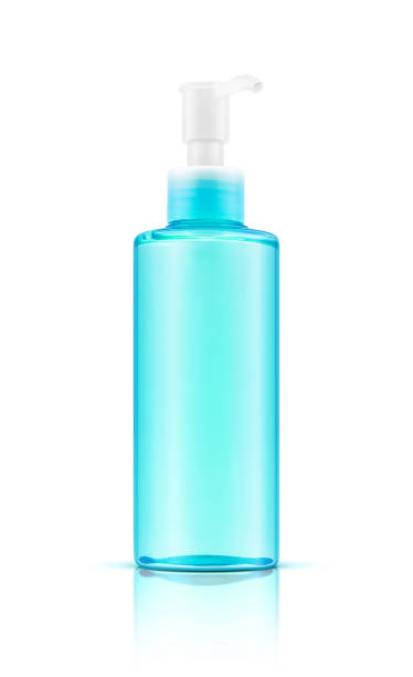 istock blank packaging transparent blue cosmetic pump bottle isolated on white background with clapping path 673560646