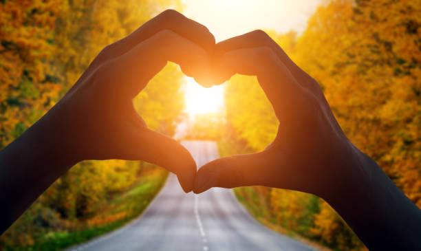 Heart Shape and a road stock photo