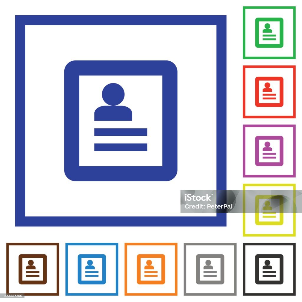 User profile framed flat icons Set of color square framed user profile flat icons Applying stock vector