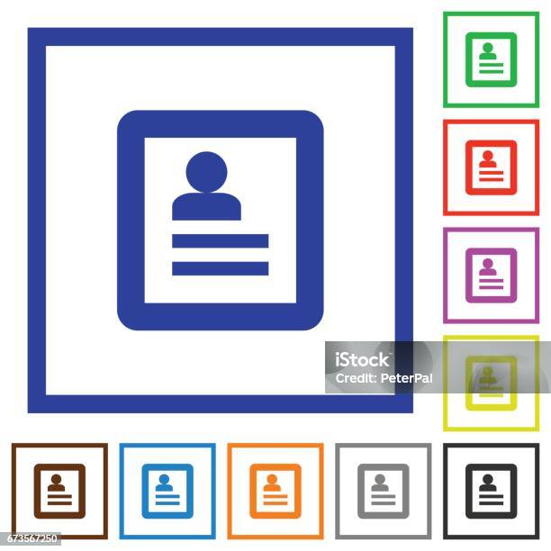 User Profile Framed Flat Icons Stock Illustration - Download Image Now - Applying, Avatar, Blue