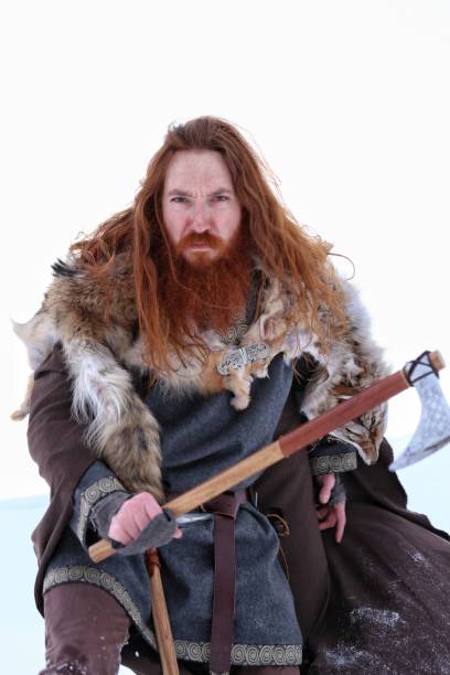 istock Medieval Winter Snow Viking Warrior, Animal Pelt, Cape 673574470