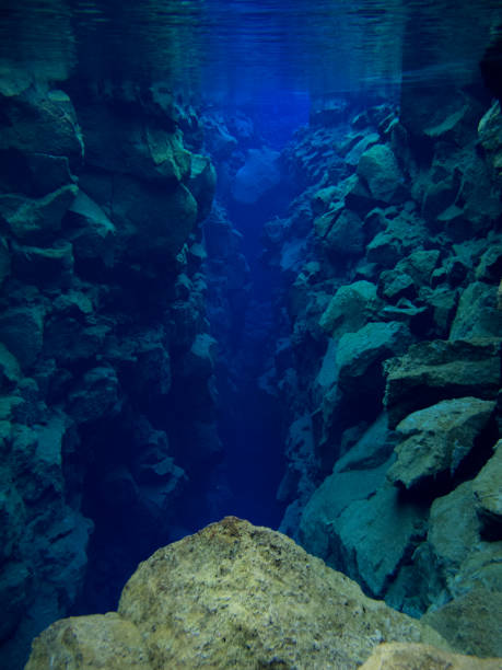 istock View Off Rock Found In Continental Split at Silfra in Deep Section at Pingvellir National Park 673574714
