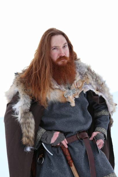 istock Medieval Winter Snow Viking Warrior, Animal Pelt, Cape 673574946