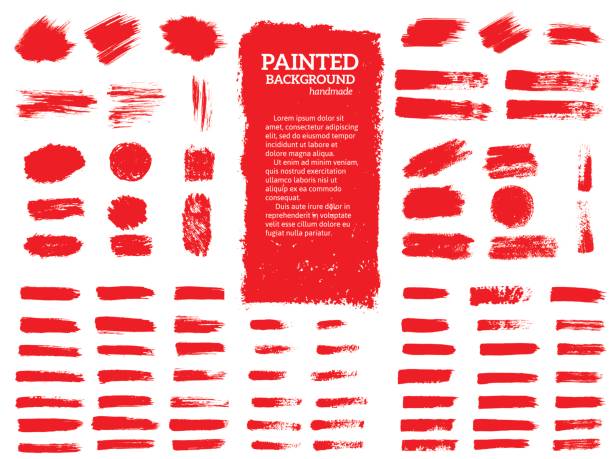 malowane grunge paski zestaw. - red mud stock illustrations
