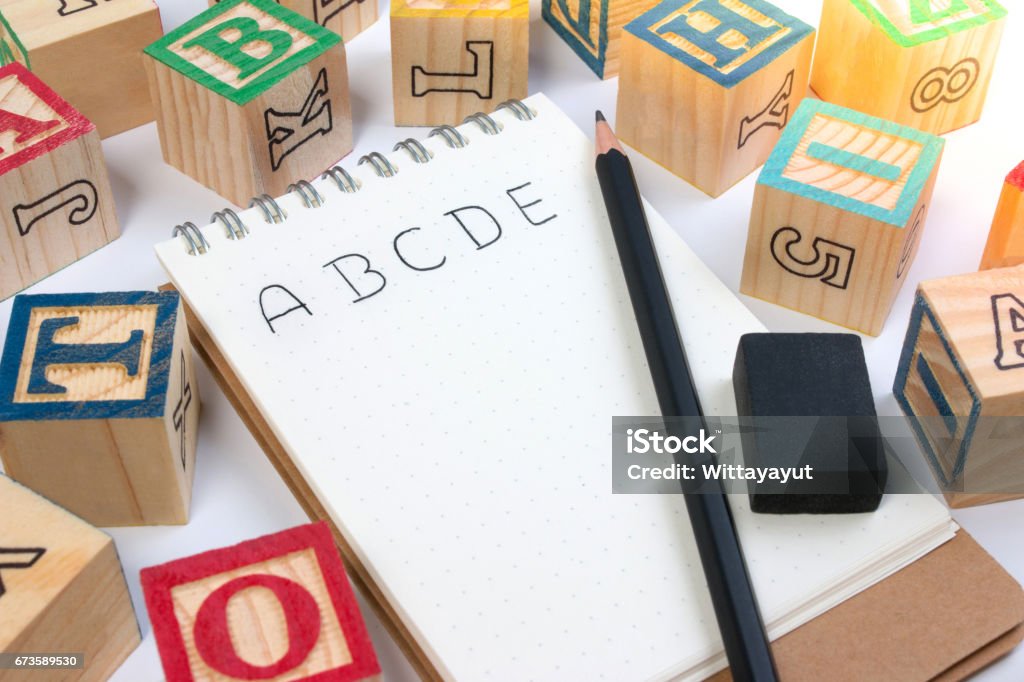 Had Writing Blocks Wood Letter Blocks Alphabet Abc With Notebook Or Worksheet For Practice ...