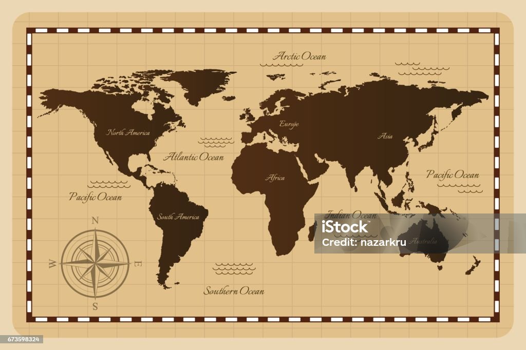 Old world map. Old world map. Vector illustration. Old stock vector