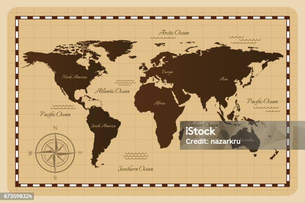 Old World Map Stock Illustration - Download Image Now - Old, Globe - Navigational Equipment, Old-fashioned