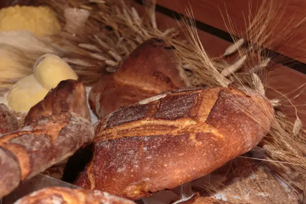 Photo of Altamura Italian Fresh Bread and Sheaves of Wheat