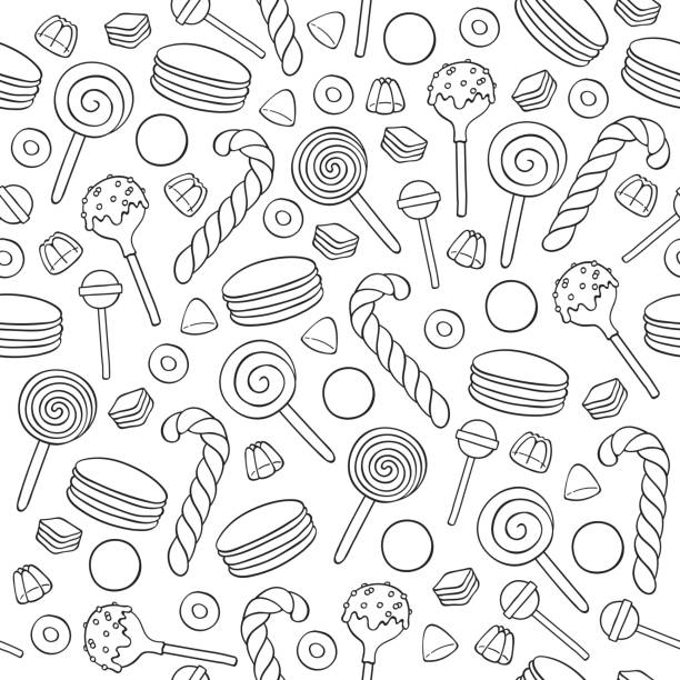 お菓子のアイコン背景 - ベクトル図を概要します。 - turbinado sugar illustrations点のイラスト素材／クリップアート素材／マンガ素材／アイコン素材